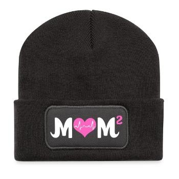 Zwillinge Mama Zwilling Mutter Geschenk - Recycelte Patch Beanie - Dunkelgrau - Vorne