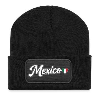 Scénario du Mexique avec un cœur de drapeau Patriotique - Beanie recyclé à patch - noir - Devant