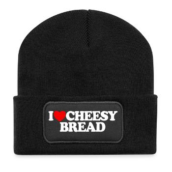 I love cheese bread. My favorite food: cheese bread. - Recycled Patch Beanie - black - Front