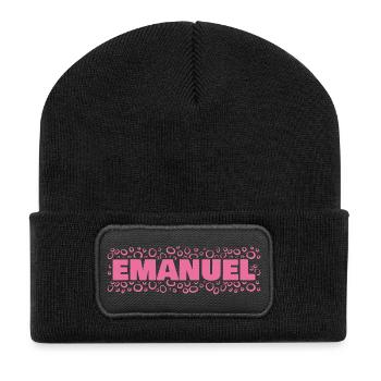 Geschenkidee Emanuel - Recycelte Patch Beanie - Schwarz - Vorne