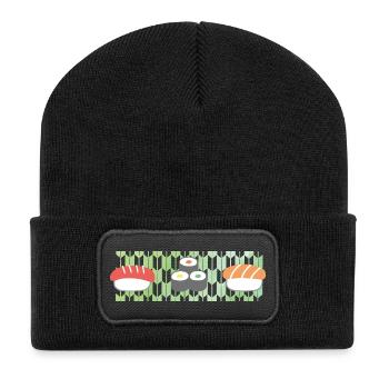 Sushi : Wagara aquarelle - Beanie recyclé à patch - noir - Devant