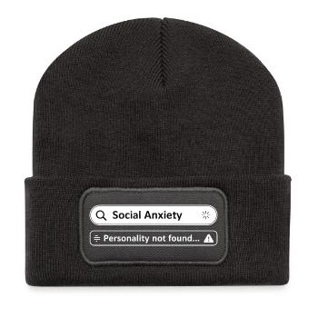 Bewusstsein für psychische Gesundheit Angstzuständ - Recycelte Patch Beanie - Dunkelgrau - Vorne