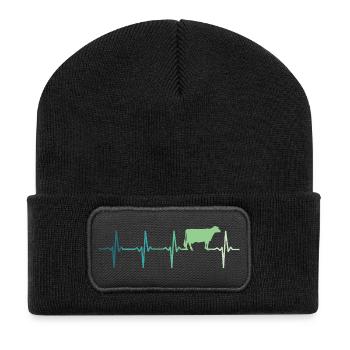 Kuhherzschlag Kühe Bauer - Recycelte Patch Beanie - Schwarz - Vorne