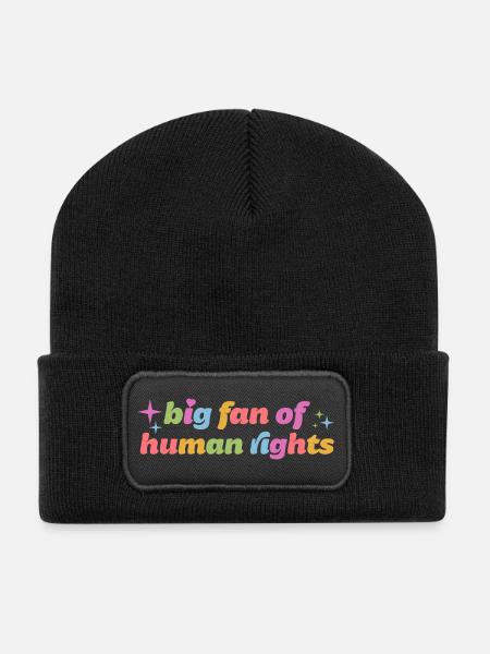 Großer Fan von Menschenrechten - Recycelte Patch Beanie - Schwarz