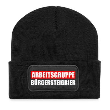 Bürgersteigbier OKF Ortskontrollfahrt - Recycelte Patch Beanie - Schwarz - Vorne