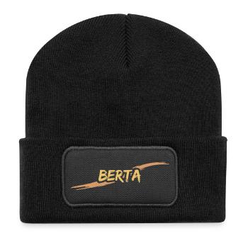 Berta als Geschenk - Recycelte Patch Beanie - Schwarz - Vorne