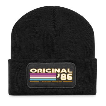 Retro 1986 Stripes Vintage 80s - Beanie recyclé à patch - noir - Devant