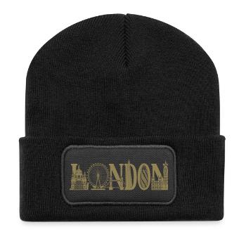 London UK England Silhouette - Recycled Patch Beanie - black - Front
