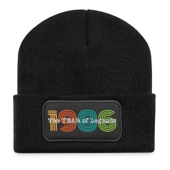 Vintage 1986 - Recycelte Patch Beanie - Schwarz - Vorne