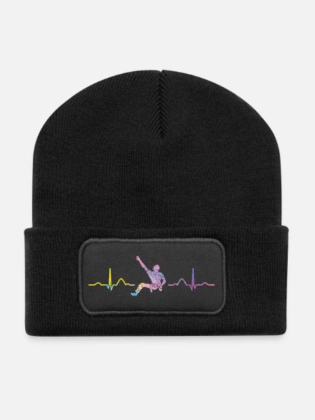 Boulderer Herzschlag Boulder Bouldern - Recycelte Patch Beanie - Schwarz