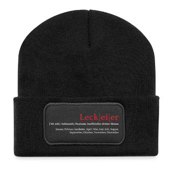 Leck Eier - Recycelte Patch Beanie - Schwarz - Vorne