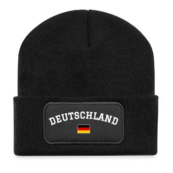 Deutschland Flagge  Design Weiss - Recycelte Patch Beanie - Schwarz - Vorne