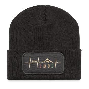 Retro Street 40 Jahre Forties Geschenk 1986 - Recycelte Patch Beanie - Dunkelgrau - Vorne