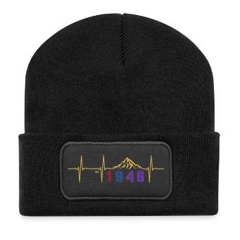 Vintage-Blumen 80 Jahre Achtzigjähriges Geschenk 1946 - Recycelte Patch Beanie - Schwarz - Vorne