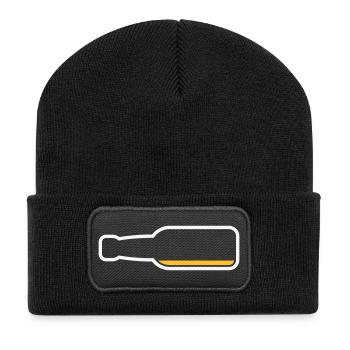 Bierflasche Leer (Bier Bierchen Symbol / NEG 2C) - Recycelte Patch Beanie - Schwarz - Vorne