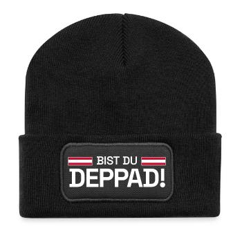 Bist du deppad! - Rot-Weiß-Rot Fan-Edition 2026 - Recycelte Patch Beanie - Schwarz - Vorne