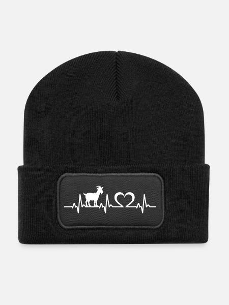 ziegen herzschlag ziege - Recycelte Patch Beanie - Schwarz