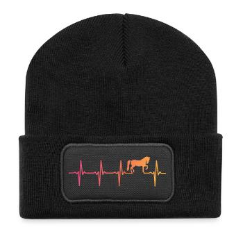 sunset cheval battement de coeur chevaux   - Beanie recyclé à patch - noir - Devant