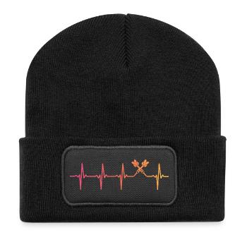 Darts Sonnenuntergang Herzschlag Darts - Recycelte Patch Beanie - Schwarz - Vorne