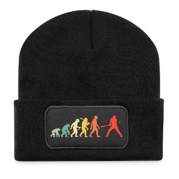 Baseball Evolution Baseballspieler Batter Retro - Recycelte Patch Beanie - Schwarz - Vorne