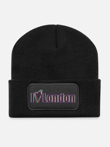 I Love London Statement - Recycelte Patch Beanie - Schwarz