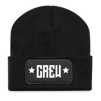Crew Emblem mit Sternen - Recycelte Patch Beanie - Schwarz - Vorne