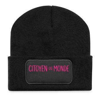 Citoyen du Monde – Globaler Bürger - Recycelte Patch Beanie - Schwarz - Vorne