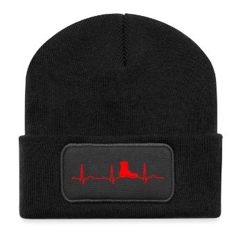 ECG HEARTBEAT RANDONNÉE Rouge BOOTS - Beanie recyclé à patch - noir - Devant