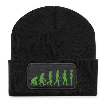 Alien / Area 51 / UFO: Evolution - Affe - Mensch - - Recycelte Patch Beanie - Schwarz - Vorne