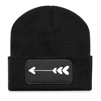 Pfeil Form für den Liebesbeweis - Recycelte Patch Beanie - Schwarz - Vorne