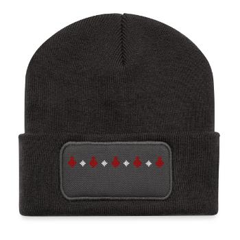 Strickpullover Muster Reihe Weihnachtskugel - Recycelte Patch Beanie - Dunkelgrau - Vorne