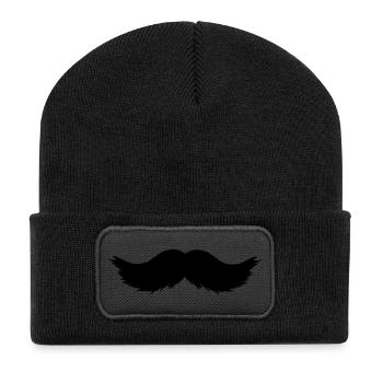 moustache - Beanie recyclé à patch - noir - Devant