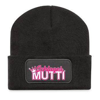 Schlager Mutti Pink Krone - Recycelte Patch Beanie - Dunkelgrau - Vorne