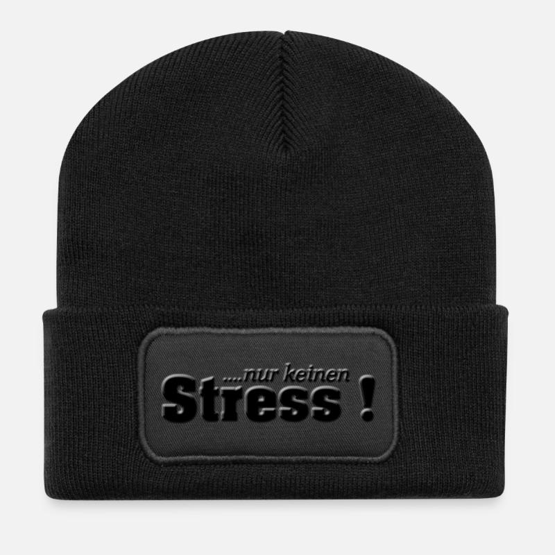 nur keinen Stress - Recycelte Patch Beanie - Schwarz