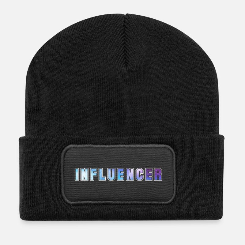 Influencer - Recycelte Patch Beanie - Schwarz