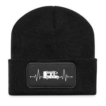 Camping-car Herzschlag Camping Camper - Beanie recyclé à patch - noir - Devant