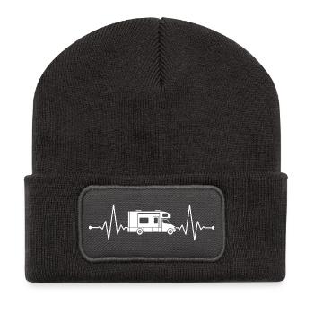 Camping-car Herzschlag Camping Camper - Beanie recyclé à patch - charbon - Devant