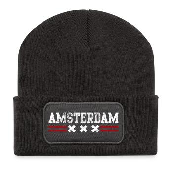 Amsterdam XXX - Beanie recyclé à patch - charbon - Devant