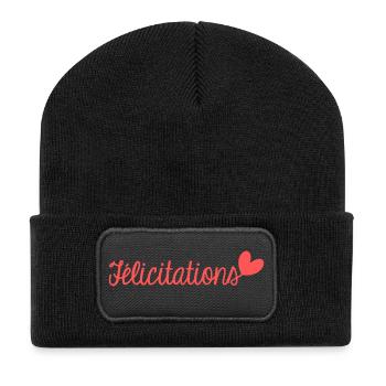 CONGRATULATIONS. WELL DONE. BIRTH. ANNIVERSARY. Ferry - Recycled Patch Beanie - black - Front