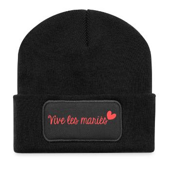 VIVE LES MARIES. EVJF. SAINT VALENTIN. JE T'AIME. - Beanie recyclé à patch - noir - Devant