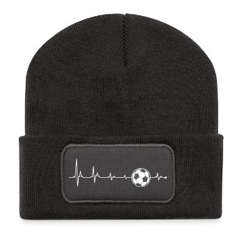 Mondpuls Herzschlag - Recycelte Patch Beanie - Dunkelgrau - Vorne