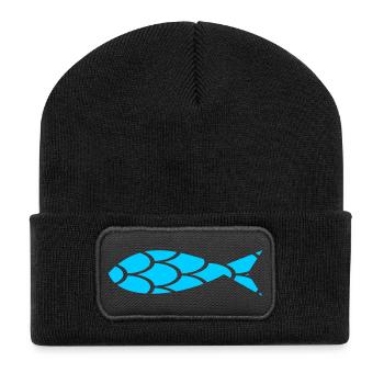 SARDINE. FISCH. APRILSCHERZ. OSTERN. MEER - Recycelte Patch Beanie - Schwarz - Vorne