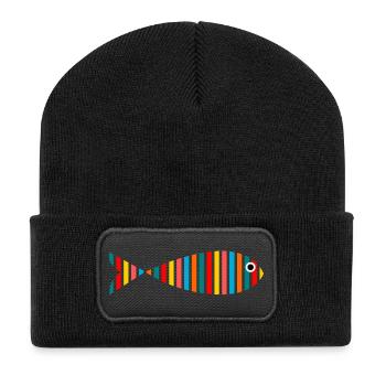 SARDINE. FISH. APRIL FOOL. EASTER. SEA - Recycled Patch Beanie - black - Front