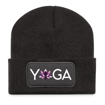 Yoga Geschenkidee - Recycelte Patch Beanie - Dunkelgrau - Vorne