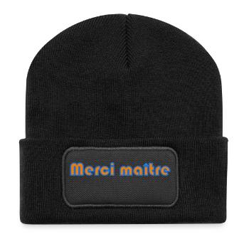 MAÎTRE. MERCI. MERCI MAÎTRE. MAITRE. CADEAU MAÎTRE - Beanie recyclé à patch - noir - Devant