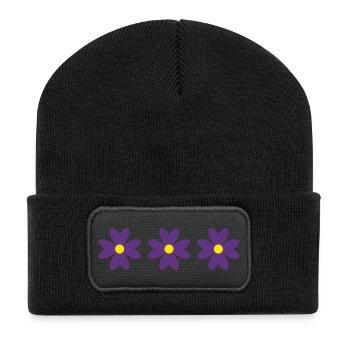 FLEUR. NATURE. ECOLOGIE. ANNIVERSAIRE. FÊTE - Beanie recyclé à patch - noir - Devant