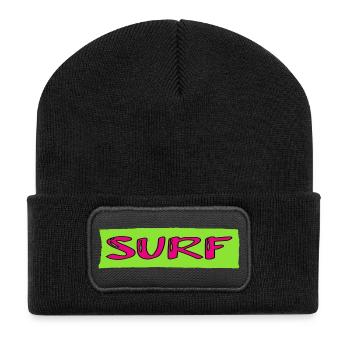 SURF. POISSON. PLAGE. MER. OCEAN. HUMOUR. VACANCES - Beanie recyclé à patch - noir - Devant