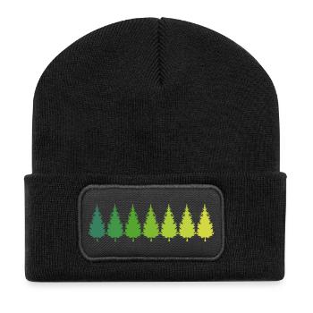 Wald Baum Natur Geschenk - Recycelte Patch Beanie - Schwarz - Vorne