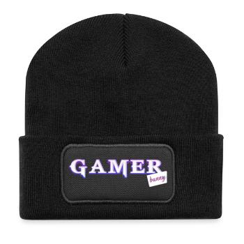 Jeder gamer braucht sein bunny! - Recycelte Patch Beanie - Schwarz - Vorne