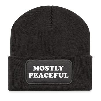 Mostly Peaceful - Recycled Patch Beanie - dark grey - Front